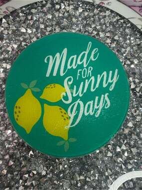 Cutting board Made for Sunny Days Lemon Graphic Trinket Dish - Teal & Yellow
